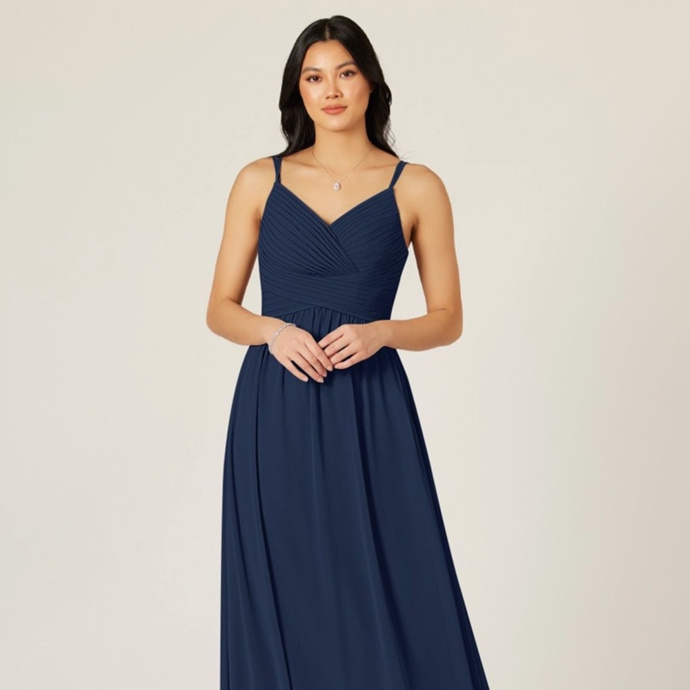 Azazie Blake bridesmaid dress in navy blue